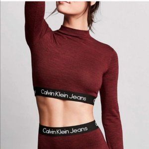 Calvin Klein Jeans sz Large burgundy crop top